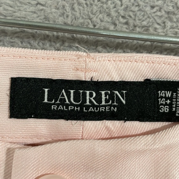 NEW Lauren Ralph Lauren Women's 14W Plus Size Linen-Blend Cropped Pink Opal Pant - Picture 5 of 8